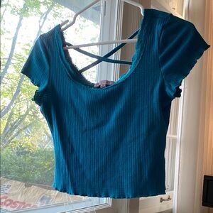 Teal Women's Top with Lace Detail